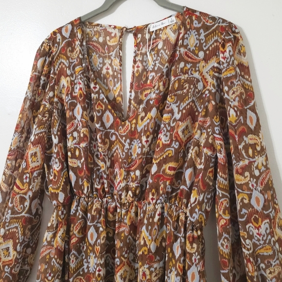 ACTIVE USA Nwot Long Sleeve Paisley Fit & Flare Mini Dress, Boho Cowgirl, L - Picture 4 of 16